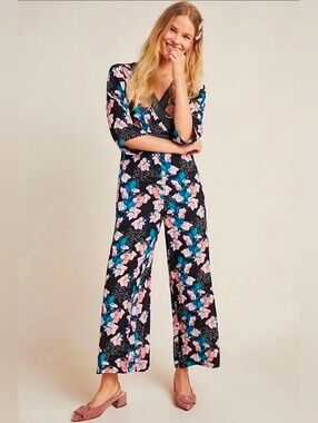 Anthropologie's bl-nk London Petite Floral Jumpsuit with Pink & Coral Blooms
